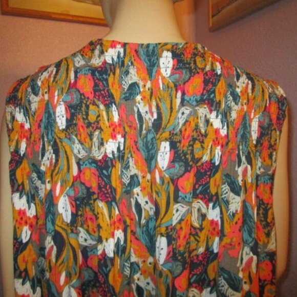 Vtg Caffe Marrakesh Tunic Top Size 2X Smocked Button Sleeveless Flowy Artsy Boho - Picture 9 of 11